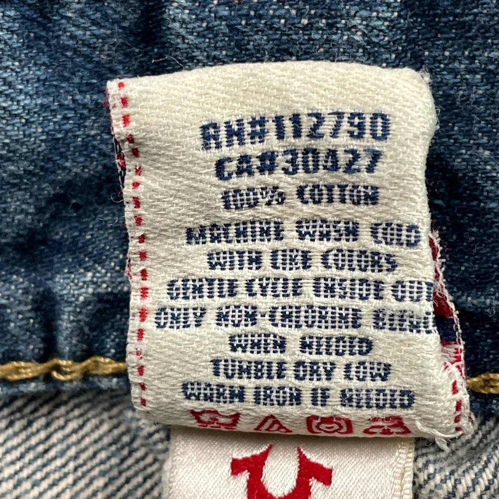 True Religion Bobby Big T Jeans Mens 29x33 Blue Western Contrast Stitch USA Made
